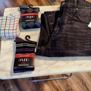 Men's Washed Black Denim Jeans 36/32 w/SOCKS!!